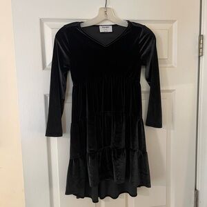 3/$10 Adorable Black Velvet V-neck Tiered Dress